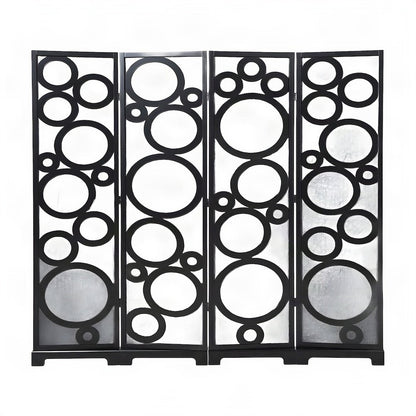 Wood and Non-Woven Fabric 4-Panel Folding Freestanding Room Divider, Black