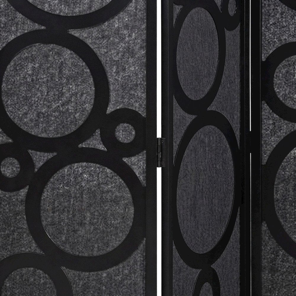 Wood and Non-Woven Fabric 4-Panel Folding Freestanding Room Divider, Black