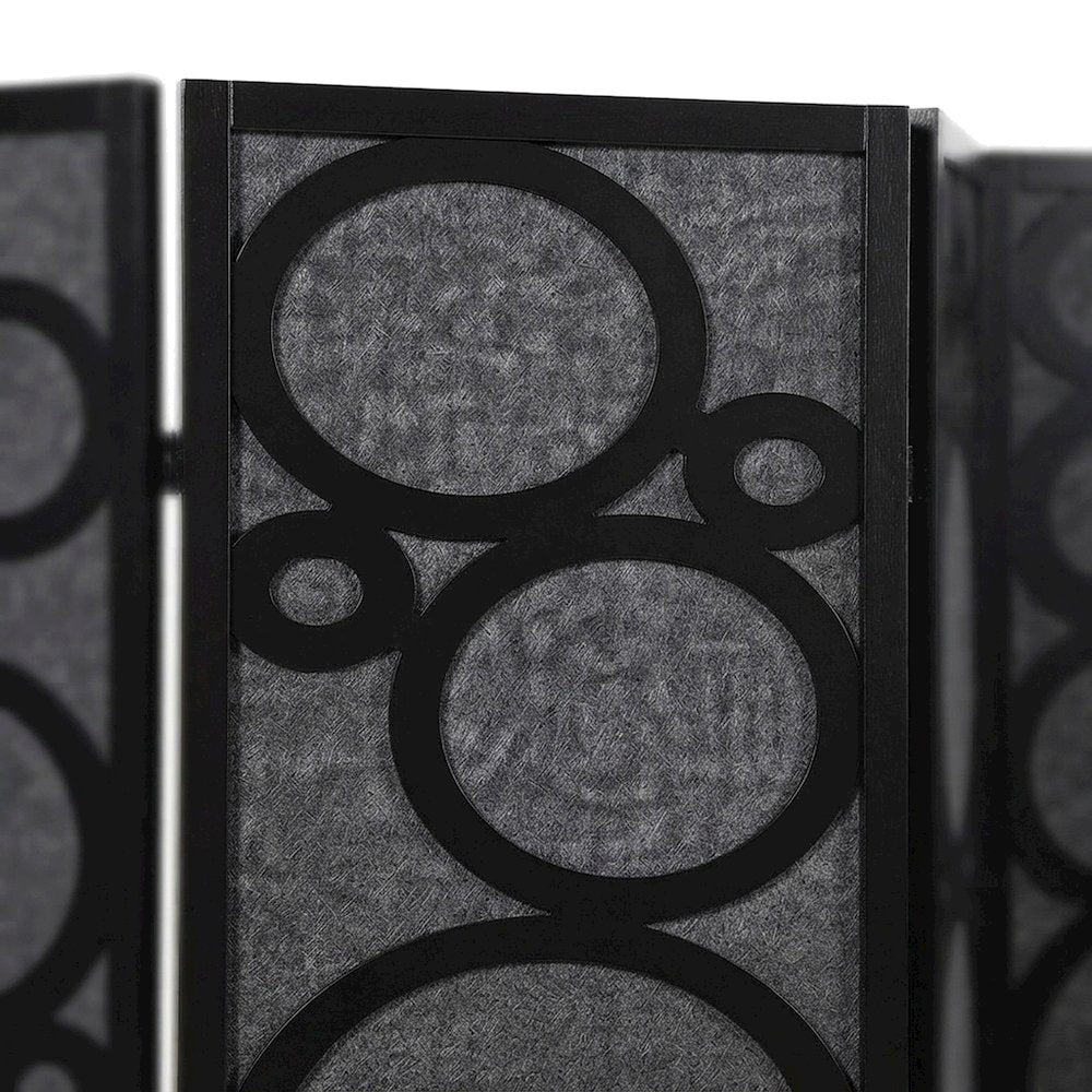 Wood and Non-Woven Fabric 4-Panel Folding Freestanding Room Divider, Black