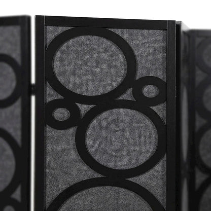 Wood and Non-Woven Fabric 4-Panel Folding Freestanding Room Divider, Black