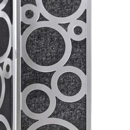 Wood and Non-Woven Fabric 4-Panel Folding Freestanding Room Divider, Silver