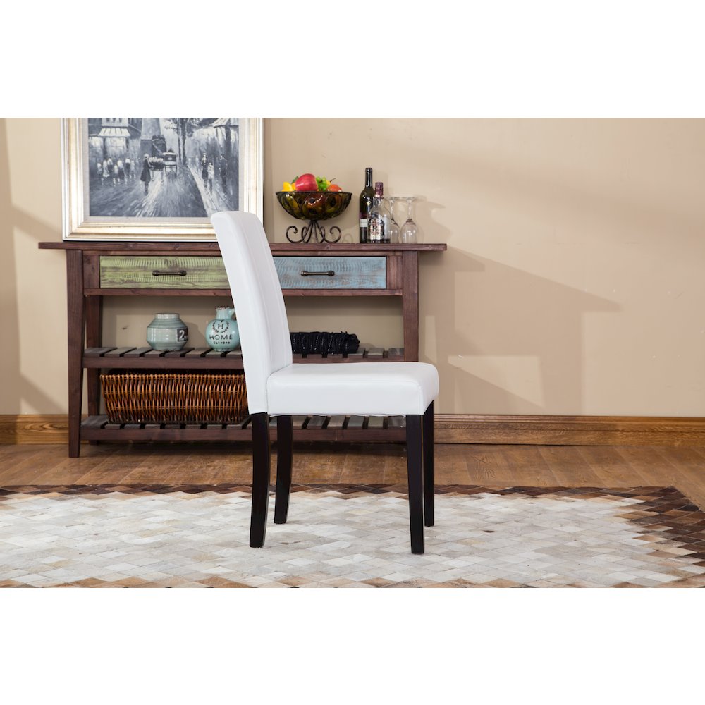 Urban Style Solid Wood Leatherette Padded Parson Chair, White, Set of 2