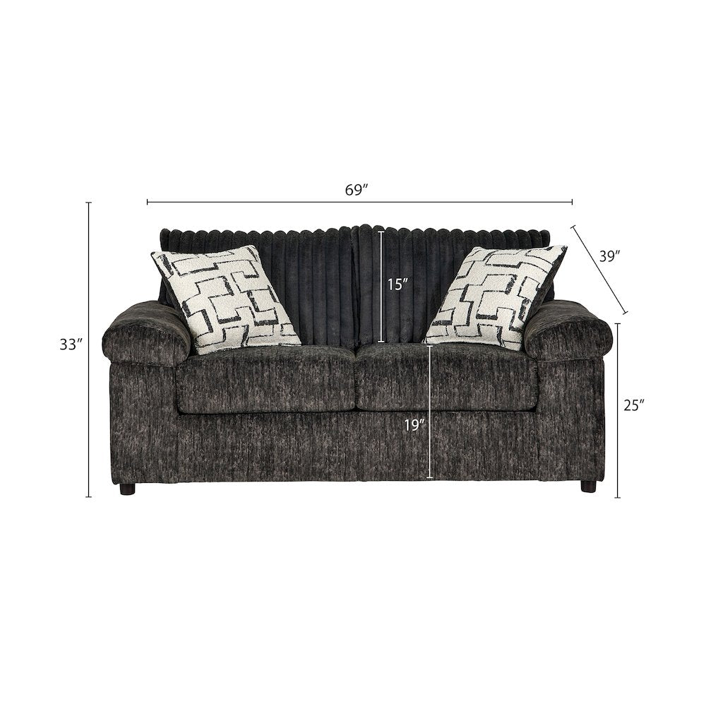 Nason Wide Wale Corduroy Living Room 4-Piece Sofa Set, Charcoal