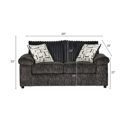Nason Wide Wale Corduroy Living Room 4-Piece Sofa Set, Charcoal