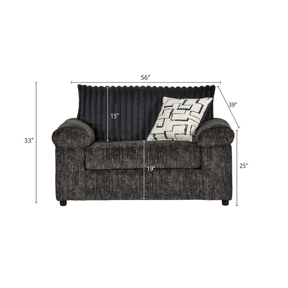 Nason Wide Wale Corduroy Living Room 4-Piece Sofa Set, Charcoal