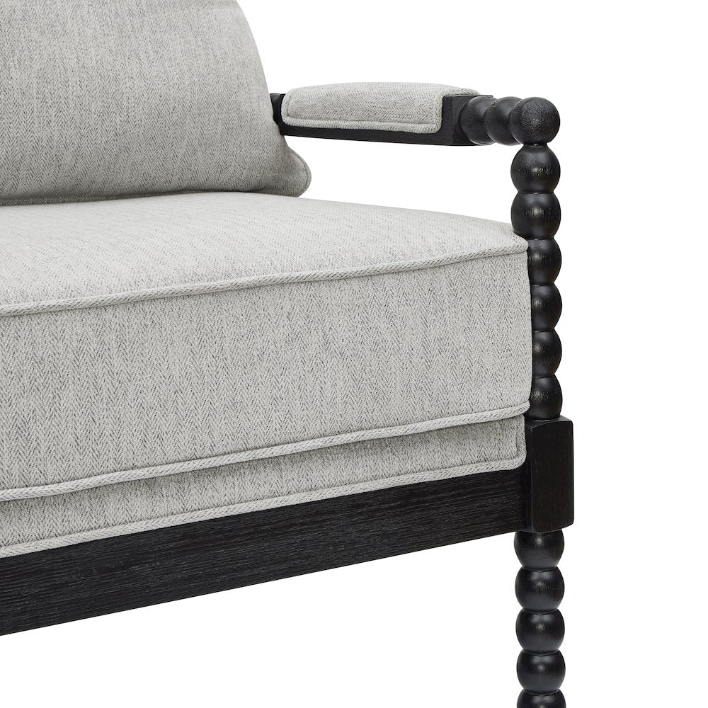 Belvoir Upholstered Spool Accent Chair, Gray with Black Finish