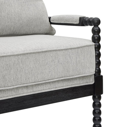 Belvoir Upholstered Spool Accent Chair, Gray with Black Finish