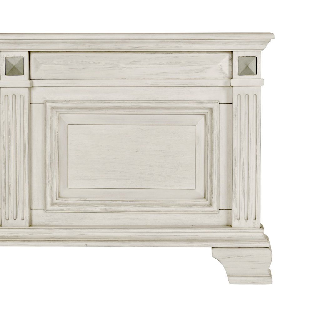 Distressed Parchment Wood Bedroom Set, Queen Bed, Dresser, Mirror,2 Nightstands