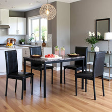 Black Faux Marble Dining Table Set with 4 Chairs, 5-Piece Set