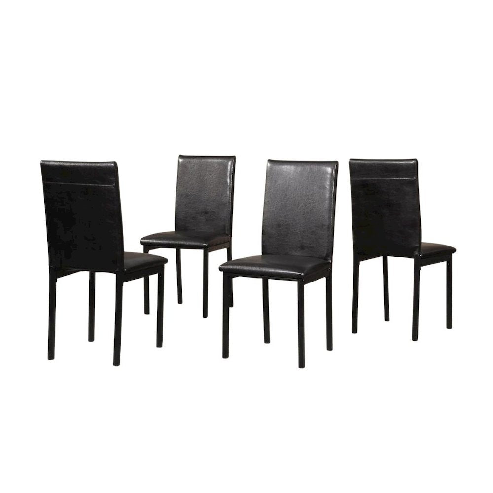 Black Faux Marble Dining Table Set with 4 Chairs, 5-Piece Set