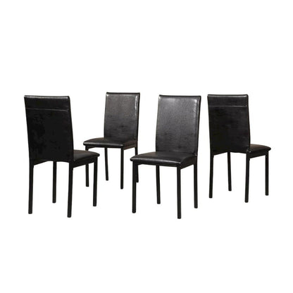 Black Faux Marble Dining Table Set with 4 Chairs, 5-Piece Set