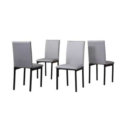 Gray Faux Marble Dining Table Set with 4 Chairs, 5-Piece Set