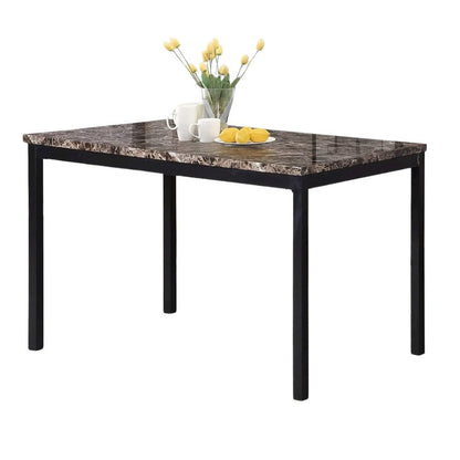 Gray Faux Marble Dining Table Set with 4 Chairs, 5-Piece Set
