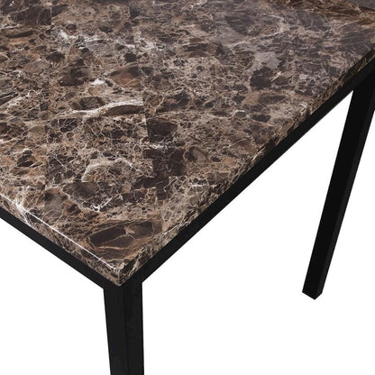 Gray Faux Marble Dining Table Set with 4 Chairs, 5-Piece Set