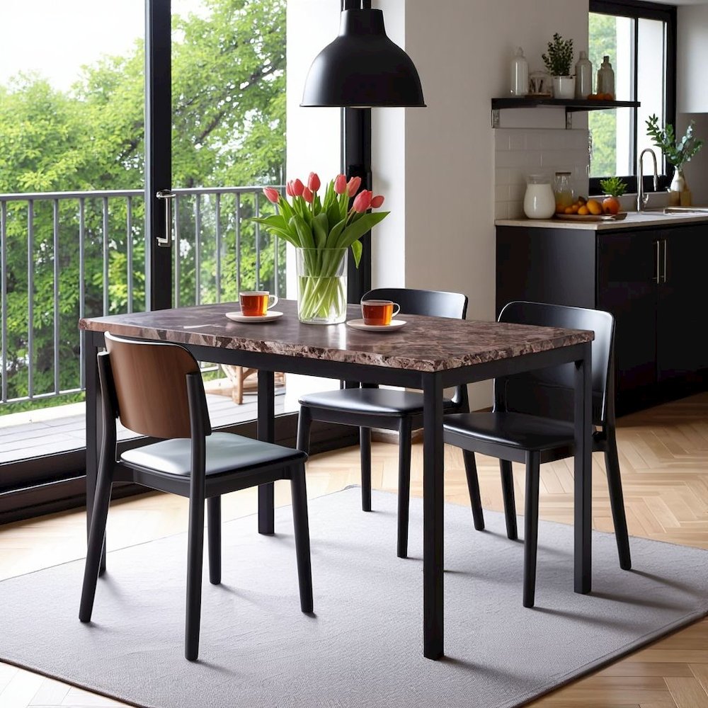 Modern Faux Marble Dining Table – Black Kitchen & Dining Room Tables