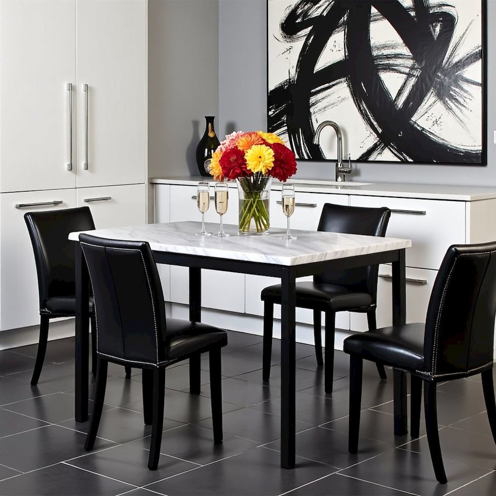 Modern Faux Marble Dining Table – Off-White Kitchen & Dining Room Tables