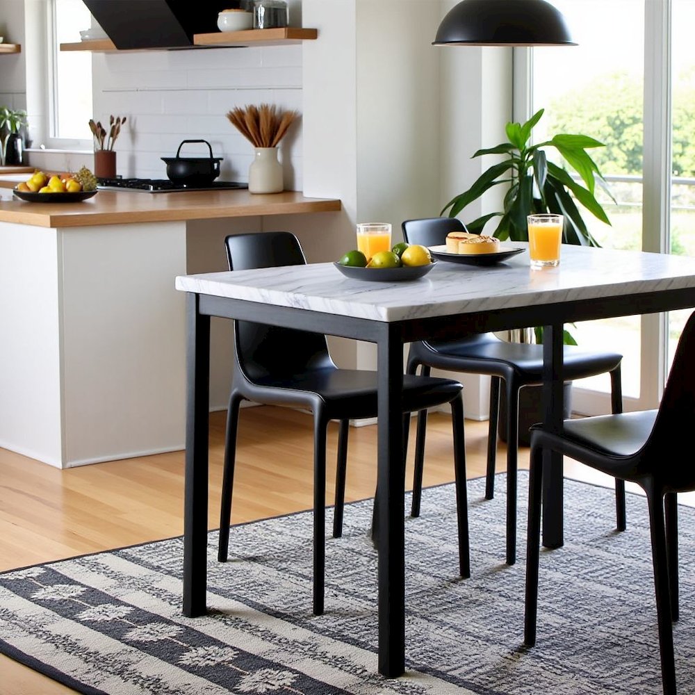 Modern Faux Marble Dining Table – Off-White Kitchen & Dining Room Tables