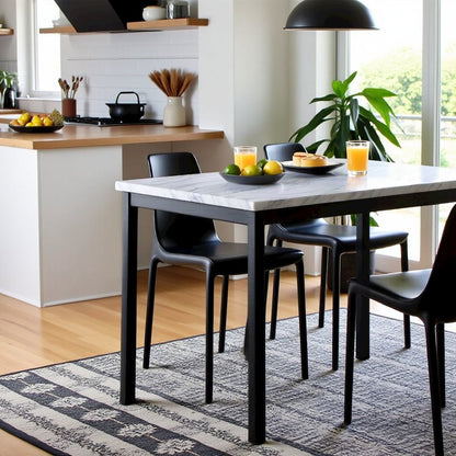 Modern Faux Marble Dining Table – Off-White Kitchen & Dining Room Tables
