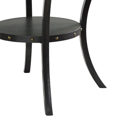 Gray Round Dining Table with Open Shelf – Modern Kitchen Wooden Table