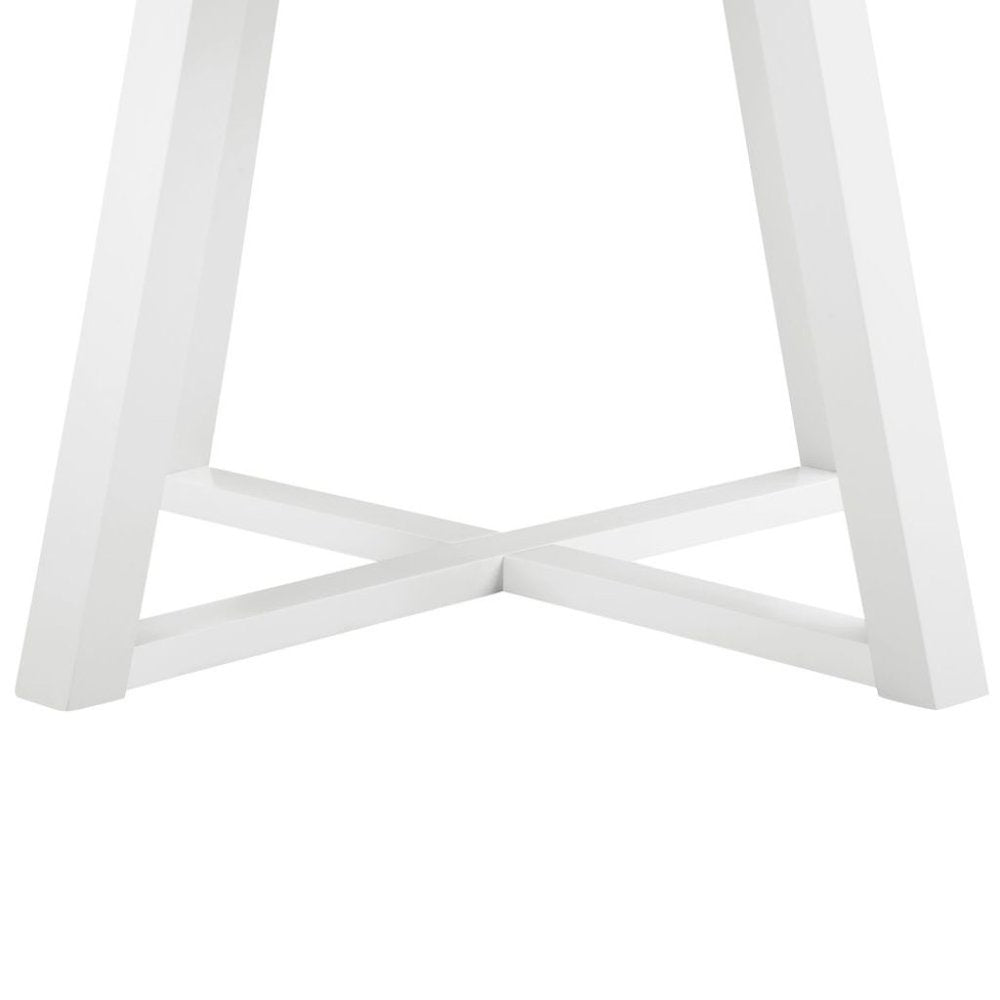 White Round Kitchen Table With Wood Base, Ideal for Dining Rooms