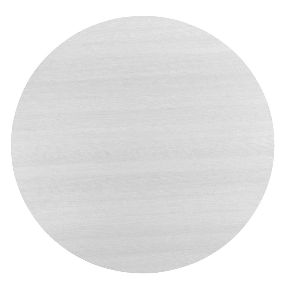 White Round Kitchen Table With Wood Base, Ideal for Dining Rooms