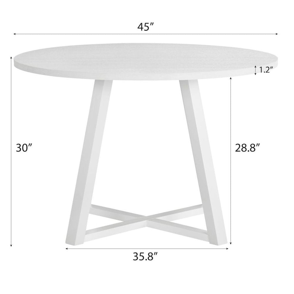 White Round Kitchen Table With Wood Base, Ideal for Dining Rooms