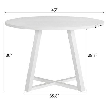 White Round Kitchen Table With Wood Base, Ideal for Dining Rooms
