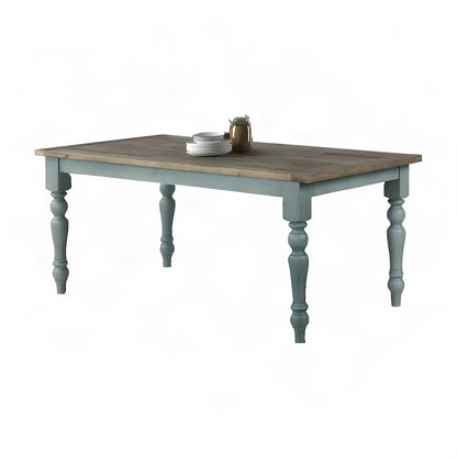 Wood Dining Table with Two-Tone Finish, Turned Legs, for Kitchen, Blue