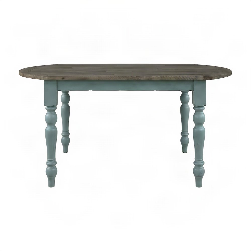 Wood Dining Table with Two-Tone Finish, Turned Legs, for Kitchen, Blue
