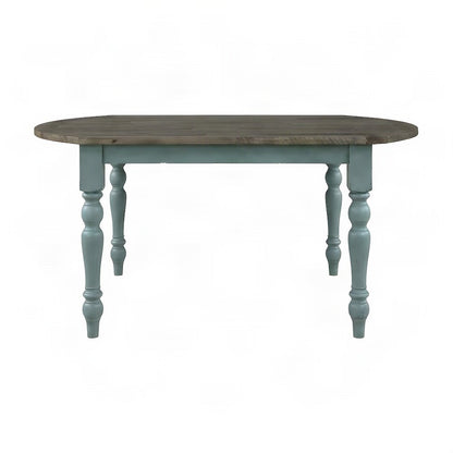 Wood Dining Table with Two-Tone Finish, Turned Legs, for Kitchen, Blue