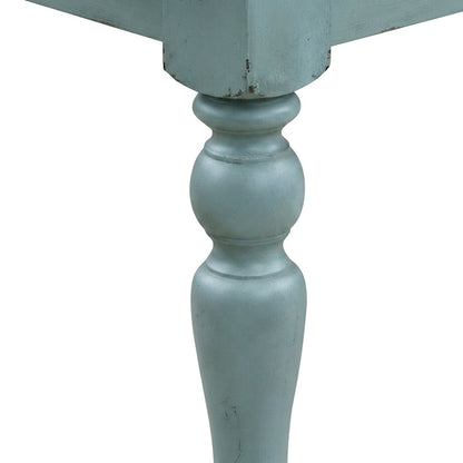 Wood Dining Table with Two-Tone Finish, Turned Legs, for Kitchen, Blue
