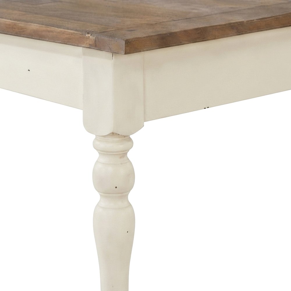 Wood Farmhouse Dining Table with Cross-Back Chairs, 7 Piece Set, Antique White