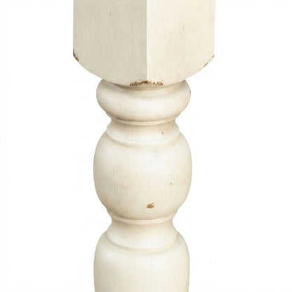 Wood Dining Table with Two-Tone Finish, Turned Legs, for Kitchen, Antique White