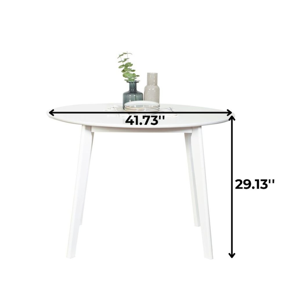 White Round Dining Table – Modern Kitchen Wooden Table with Angled Legs