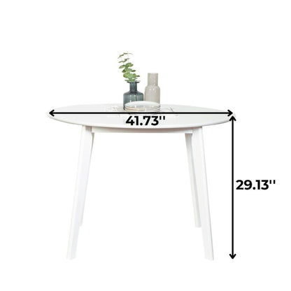 White Round Dining Table – Modern Kitchen Wooden Table with Angled Legs