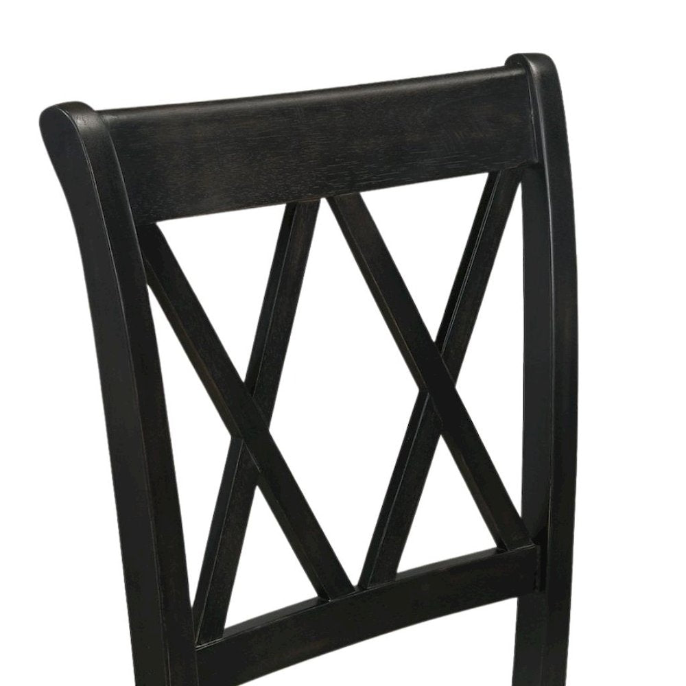 Black Wooden Round Dining Table Set for 4 with Kitchen Chairs, 5-Piece