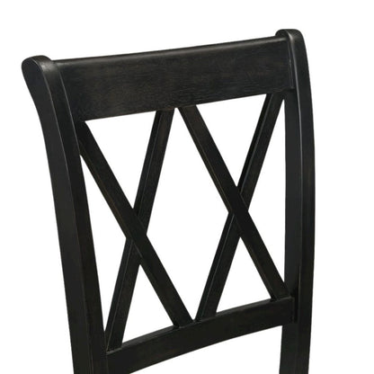 Black Wooden Round Dining Table Set for 4 with Kitchen Chairs, 5-Piece