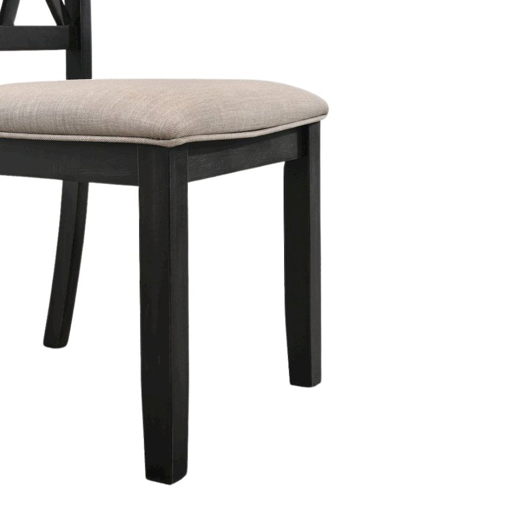 Black Wooden Round Dining Table Set for 4 with Kitchen Chairs, 5-Piece
