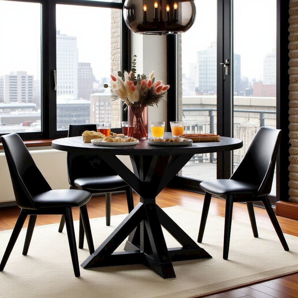 Black Round Dining Table for 4 – Kitchen & Dining Room Table in Wood