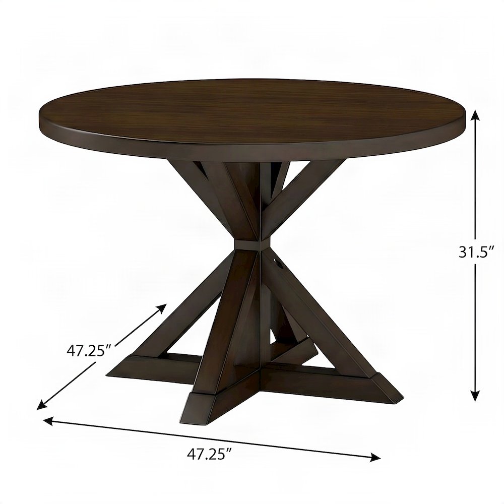 Veneer-Top Dining Table, Cross-Buck Base, Rubberwood Kitchen Table, Espresso