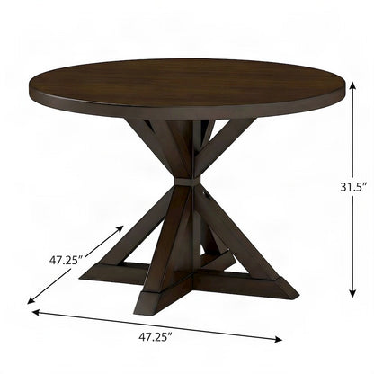Veneer-Top Dining Table, Cross-Buck Base, Rubberwood Kitchen Table, Espresso