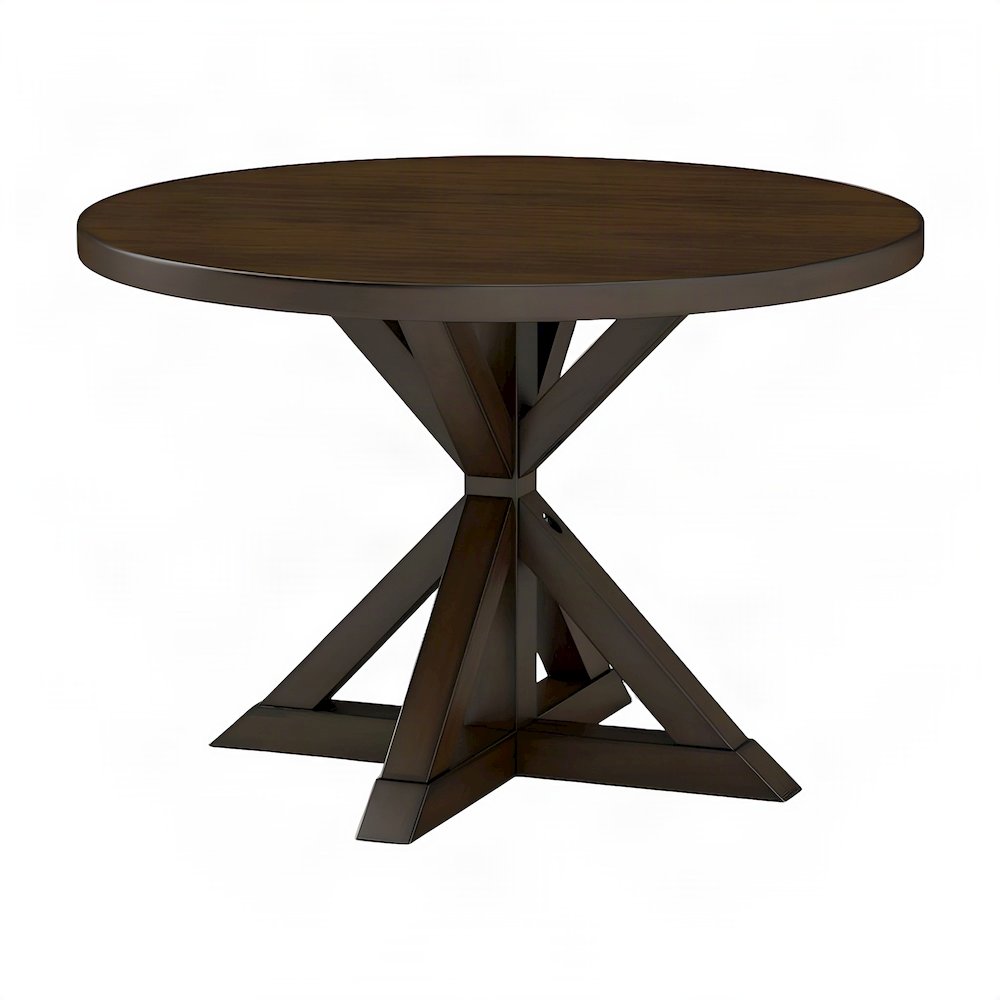 Veneer-Top Dining Table, Cross-Buck Base, Rubberwood Kitchen Table, Espresso