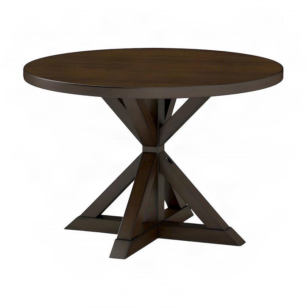 Veneer-Top Dining Table, Cross-Buck Base, Rubberwood Kitchen Table, Espresso
