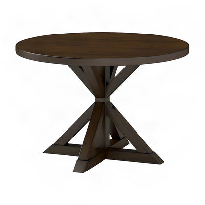 Veneer-Top Dining Table, Cross-Buck Base, Rubberwood Kitchen Table, Espresso