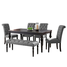 Gray Dining Table Set for 6 with Bench and Chairs, For Kitchen or Dining Areas