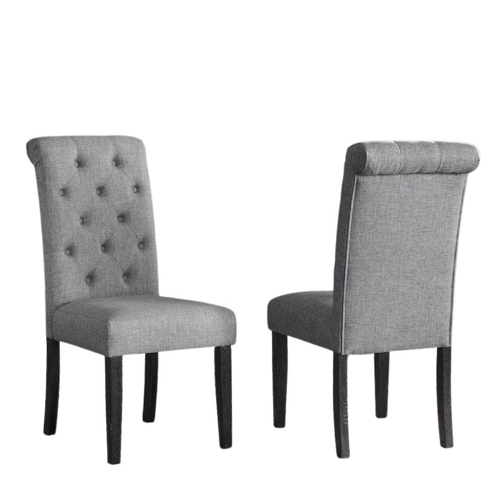 Gray Kitchen Table Chairs Set of 4, Wood Dining Set with Tufted Seats