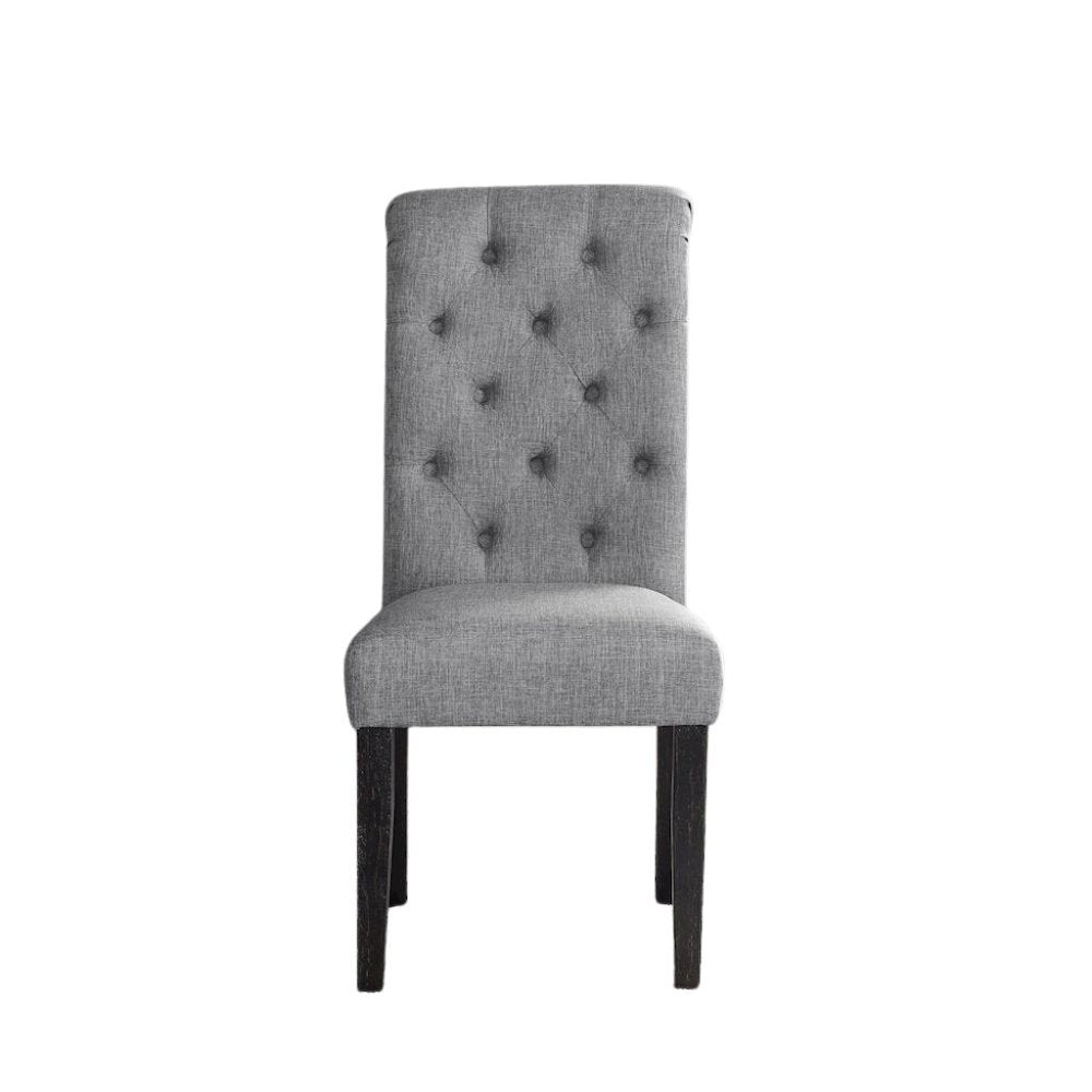 Gray Kitchen Table Chairs Set of 4, Wood Dining Set with Tufted Seats
