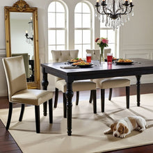Traditional Black Wooden Dining Table with Turned Legs for Kitchen Use