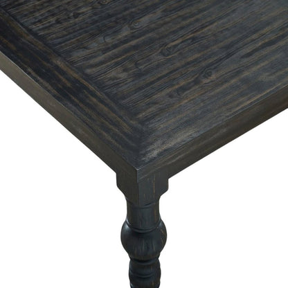 Traditional Black Wooden Dining Table with Turned Legs for Kitchen Use