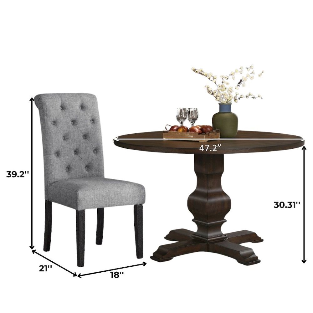 Gray Round Dining Table Set for 4 with Chairs, Ideal for Kitchen Spaces